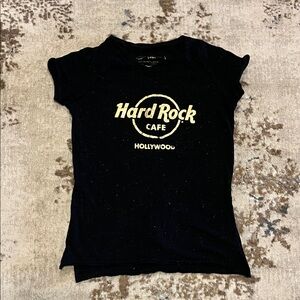 Hard Rock Cafe Women’s Tee in Black and Gold